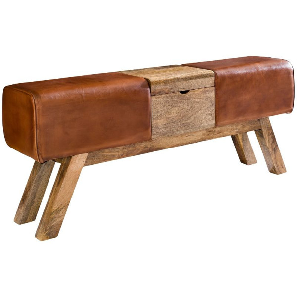 Wohnling Design Turnbockbank bruin opbergvak 120 x 29 x 53 cm, WL5.098