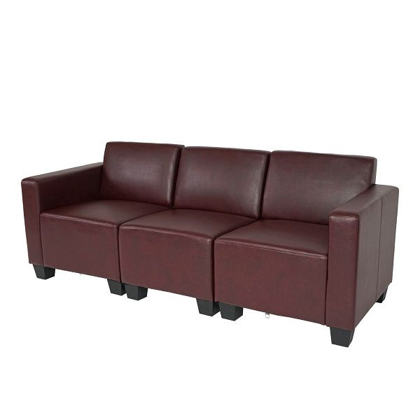 Mendler Modular 3-zitsbank Couch Lyon, kunstleer, roodbruin, 75174+75175+75176