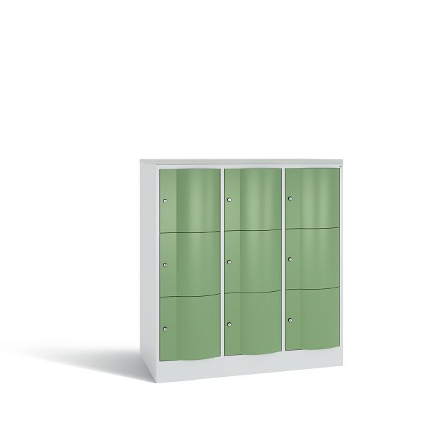 C+P XL-Schließfachschrank, 9 Fächer,H1255B1148T640mm,Grau/Resedagrün/DBSHellgrau, 8573-373 S10193