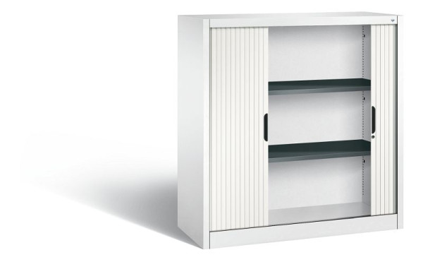 C+P dressoir met luiken Omnispace, H1230xB1200xD420mm, kleur: verkeerswit, verzonken greep, 3 niveaus, 3233-00 S10216