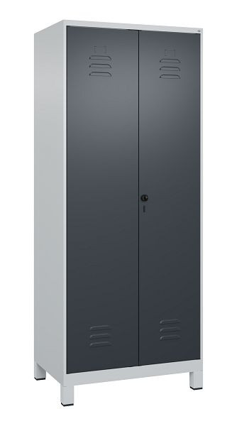 C+P Umkleidespind Classic PLUS, Doppel-Spind, Füße, 2 Abteile, 1950x800x500mm, 7035/7016, Drehriegel, 080012-22P S10014