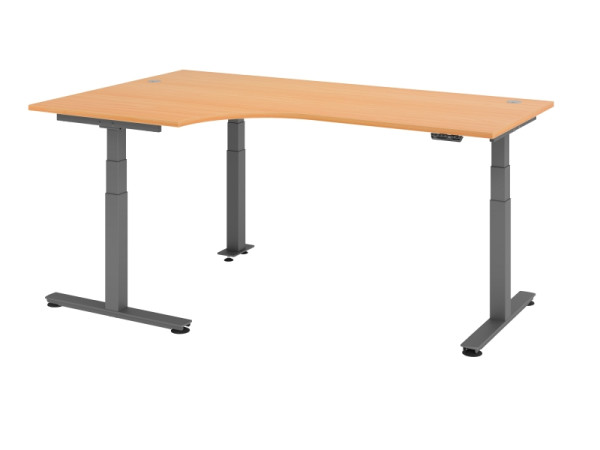 Hammerbacher zit-sta hoektafel elektrisch 200x120cm 90° beuken, VXDSM82/6/G