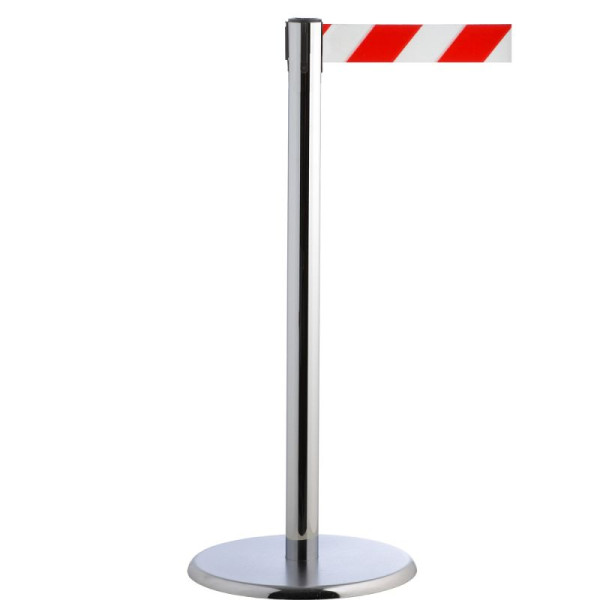 Stein HGS HGS personengeleidingssysteem -P-Line Future-, metaal/verchroomd, rood/wit diagonaal (gearceerd), met veiligheidsslot (zelfontgrendelend), riemlengte: 4 m, 15700-1303