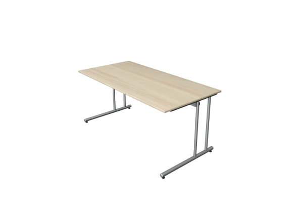 Kerkmann bureau start-up, B 1600 x D 800 x H 750 mm met C-voetframe in aluminium zilver, esdoorn, 11434050
