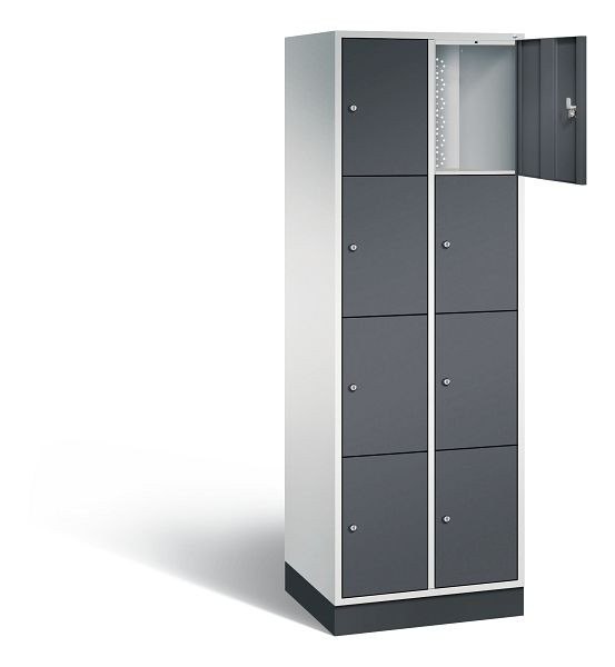 C+P lockerkast Intro, H1950xB620xD490mm, kleur: lichtgrijs / zwartgrijs, 8470-201 S10060