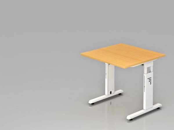 Hammerbacher bureau C-poot 80x80cm beuken/wit, werkhoogte 65-85 cm, VOS08/6/W