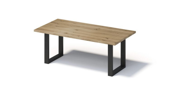 Bisley Fortis Table Regular, 2000 x 1000 mm, rechte rand, geolied oppervlak, O-frame, oppervlak: naturel / framekleur: zwart, F2010OP333