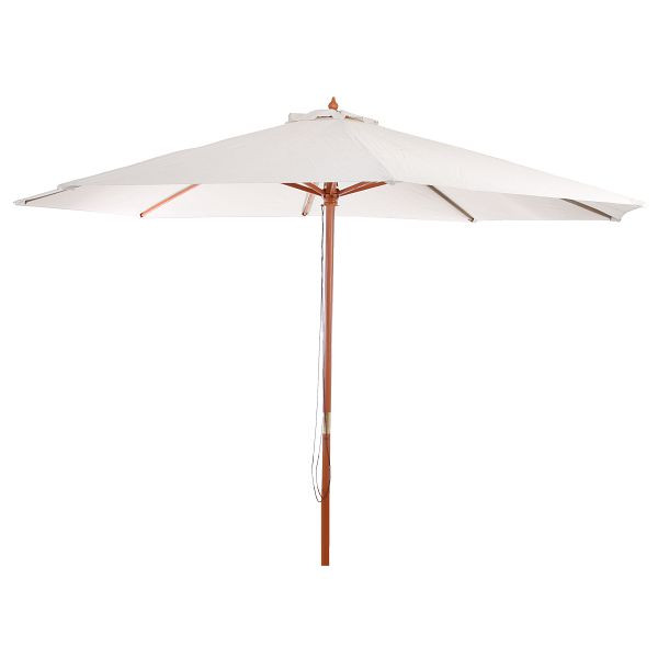 Mendler Florida parasol, tuinparasol marktparasol, Ø 3,5m polyester/hout 7kg, creme, 25666