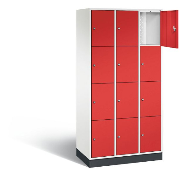 C+P lockerkast Intro, H1950xW920xD490mm, kleur: verkeerswit / vuurrood, 8470-301 S10153
