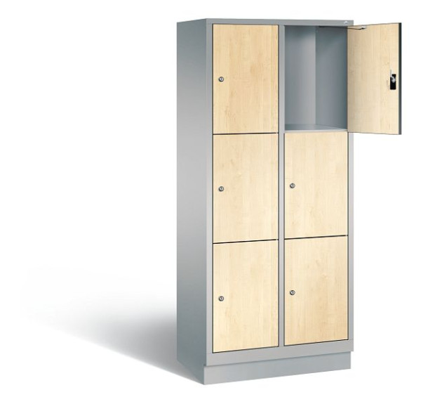 C+P lockerkast Evolo, H1800xW810xD500mm, kleur: wit aluminium / Donau esdoorn decor, 48020-223 S10225