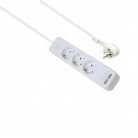 Helos stekkerdoos ADVANCED, 3-voudig, USB-oplader wit, 1,5m, met schakelaar, 262817