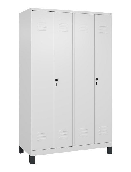 C+P Umkleidespind Classic PLUS SW, Füße, 4 Abteile, 1950x1200x500mm, 9016/9016, Drehriegel, 080012-40 S10014