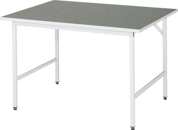 RAU Jerry serie werktafel (3030) - in hoogte verstelbaar, werkblad met linoleum/universele bekleding, 1250x800-850x1000 mm, 06-500L10-12.12