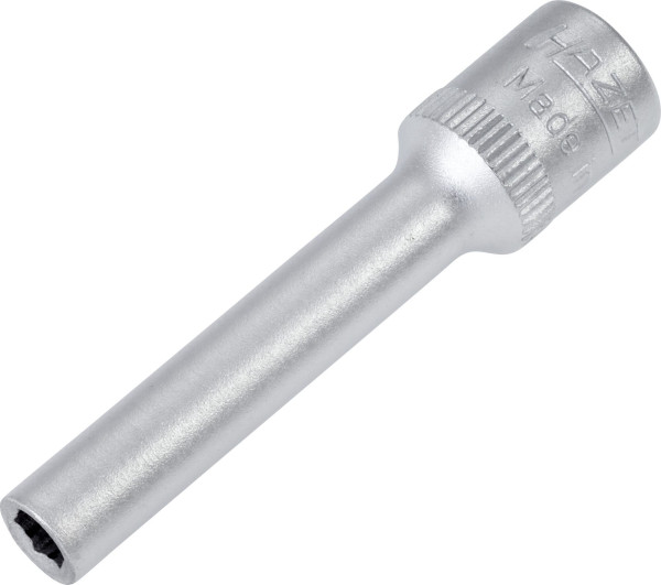 Hazet dop, zeskant, hol vierkant 6,3 mm (1/4"), 4 mm, lang type met karteling, 850LG-4