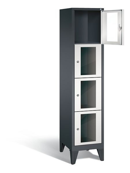 C+P lockerkast Classic, H1850xB420xD500mm, kleur: zwartgrijs/lichtgrijs, 4 vakken, 8010A124 S10013