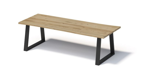 Bisley Fortis tafel naturel, 2600 x 1000 mm, natuurlijke boomrand, geolied oppervlak, T-frame, oppervlak: naturel / frame: zwart, FN2610TP333