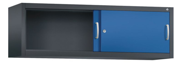 C+P bovenkast Acurado, H500xB1600xD400mm, kleur: zwartgrijs / gentiaanblauw, beugelgreep, 1 niveau, 2144-00 S10069
