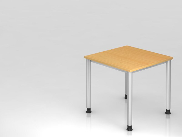 Hammerbacher bureau 4 voet rond 80x80cm beuken/zilver, rechthoekige vorm, VHS08/6/S