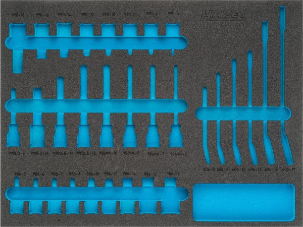 Hazet 2-componenten zachtschuim inleg, voor 163-367/31, afmetingen / lengte: 519 mm x 392 mm Organisatiesysteem maat: 3/3+ (519 x 392 mm), 163-367L