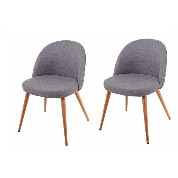 Mendler HWC-D53 set van 2 eetkamerstoelen, keukenstoelen, retro jaren 50 design, stof/textiel, donkergrijs, 63095