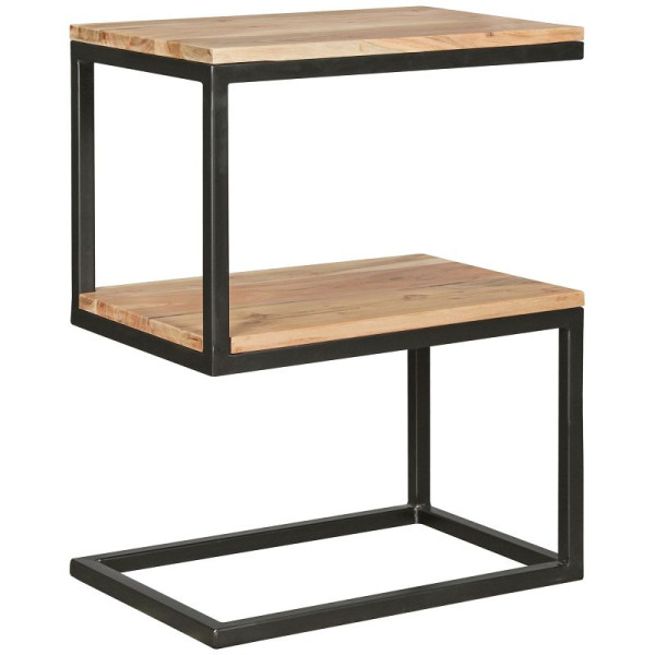Wohnling bijzettafel AKOLA S-vorm massief acaciahout / metaal 45 x 60 x 30 cm, WL5.208