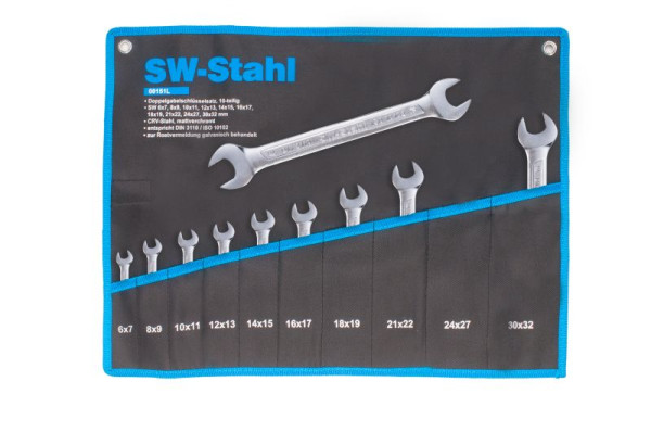 SW stalen dubbele steeksleutelset, 6-32 mm, 10 stuks, 00151L