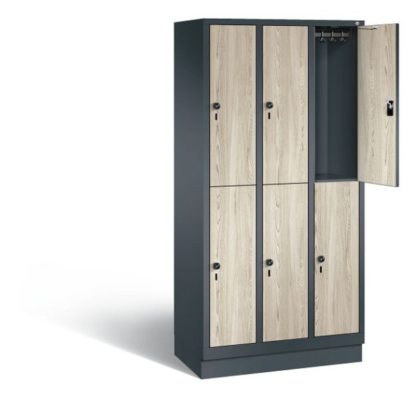 C+P locker, dubbellaags Evolo, H1800xB900xD500mm, kleur: antracietgrijs / Sen ash decor, 48320-30 S10758