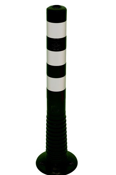Schake Flexi paal zwart, zelfoprichtend, Ø 80mm, totale hoogte: 750mm, met 3 witte reflecterende strips, inclusief montagemateriaal, 412222BS
