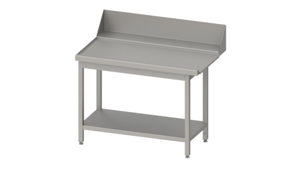 Stalgast afvoertafel "Pro", korfgeleider met afschot, voet 1800x750x880mm, montagezijde links, opstand: 200mm, wastafelblad, gelast, VAL18714LA