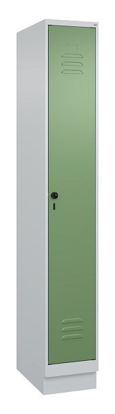 C+P kleedkamerkast Classic PLUS met middenwand, bodem, 1950x300x500mm, 7035/6011, veiligheidsdraaigrendel, 080020-10F S10006