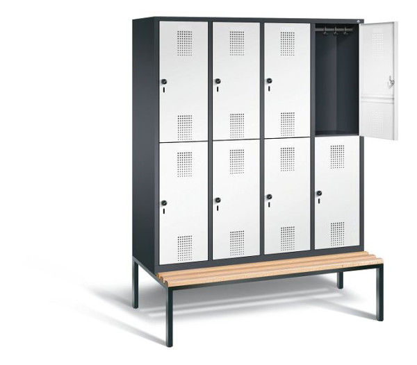 C+P locker 2-laags Evolo, H2090xB1590xD810mm, kleur: zwartgrijs / verkeerswit, 48350-42 S10179