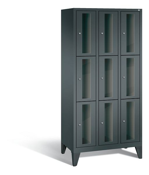 C+P Schließfachschrank Classic, 9 Fächer, H1850xB900xT500 mm, Anthrazit, 8010A303 S10025