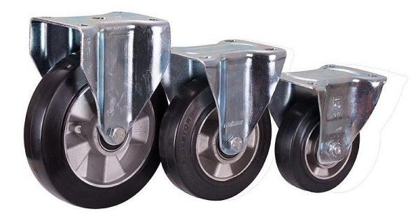 VARIOfit bokwiel, elastisch massief rubber, 125 x 40 mm, zwart, op gegoten aluminium velg, bpg-125.007