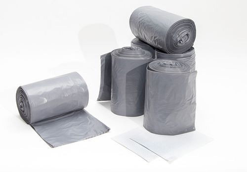 DENIOS vuilniszak van polyethyleen (PE), 60 liter, 35 µ, grijs, VE: 250 stuks, 262-554
