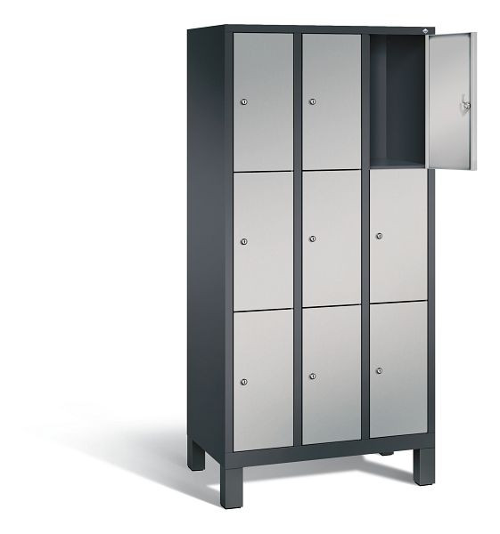 C+P lockerkast Evolo, H1850xB900xD500mm, kleur: zwart-grijs/wit aluminium, 48010-303 S10153
