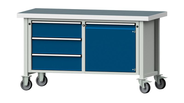 ANKE werkbanken kistwerkbank, model 106 V, 1500 x 700 x 850 mm, RAL 7035/5010, UBP 50 mm, verrijdbaar, 305.606