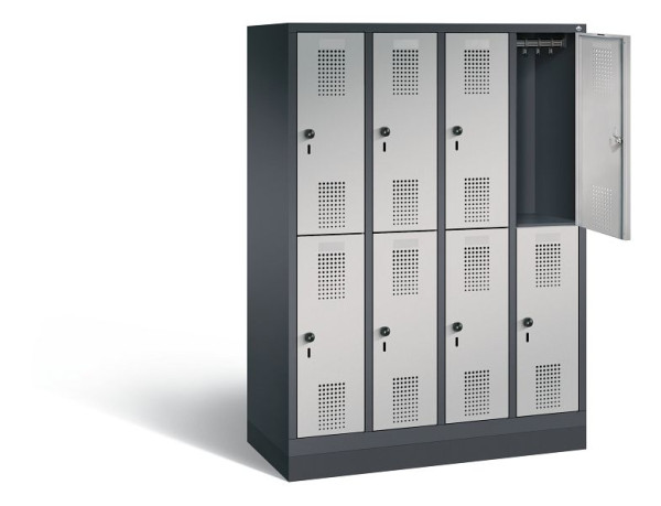 C+P schoolkluis dubbeldekker Evolo, H1600xB1190xD500mm, kleur: zwart-grijs/wit aluminium, 483206-40 S10106
