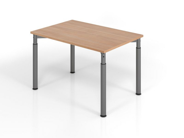 Hammerbacher bureau YS12, 120 x 80 cm, blad: walnoot, 25 mm dik, ABS dikke rand, rechthoekige vorm, grafiet, VYS12/N/G