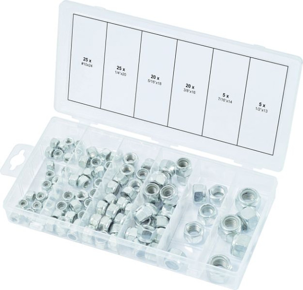 KS Tools assortiment moeren, zelfborgend, UNC, 100 stuks, 970.0480