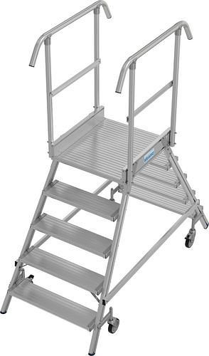 Krause platformladder van aluminium, verrijdbaar, 2 x 5 treden, aan beide zijden beklimbaar, conform EN 131-7, 312172