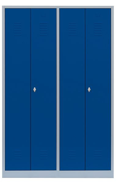 Lüllmann stalen kledingkast/garderobe, 1800 x 1170 x 500 mm, lichtgrijs/gentiaanblauw, 510441