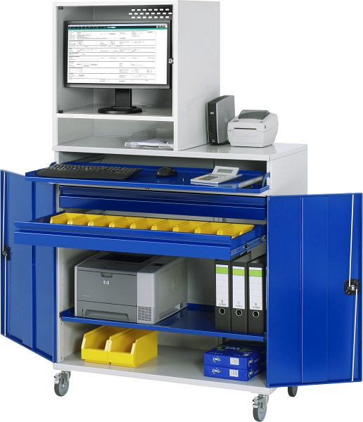 RAU computerkast - model 66, B1100 x D520 x H1895 mm, monitorbehuizing B650 x D520 x H710 mm, 07-1100-M66-MG5F.11
