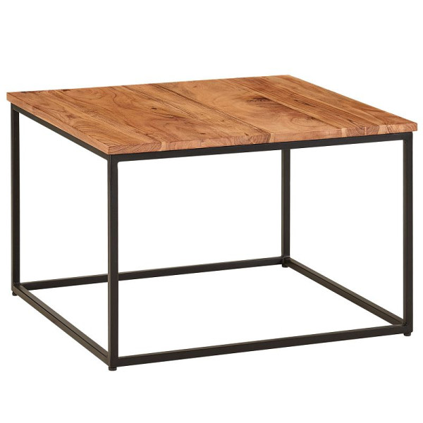 Wohnling salontafel 60x60x41 cm massief hout metalen salontafel woonkamertafel acacia, kamertafel industrieel, houten tafel salontafel massief, WL6.361
