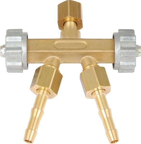 ELMAG dubbele aftakkingsafsluiter met tules en moeren, IT 3/8' links voor acetyleen, 55221