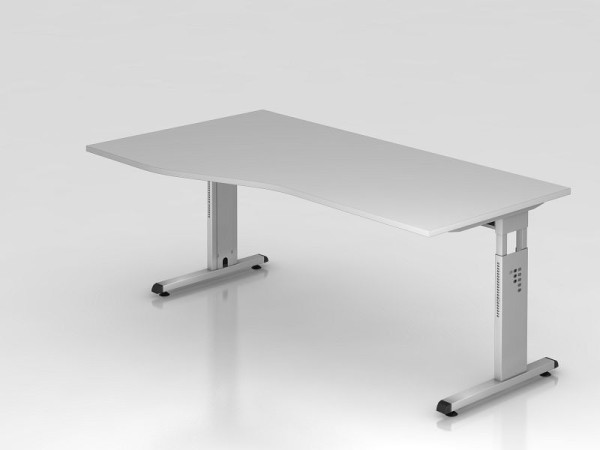 Hammerbacher bureau C-poot 180x100/80cm grijs/zilver, werkhoogte 65-85 cm, VOS18/5/S