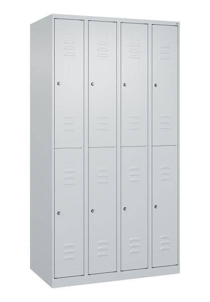 C+P Doppelstöckiger Spind Classic PLUS, 4 Abteile, 1850x1000x500mm, 7035/7035, Zylinderschlösser, 080300-49 S10013