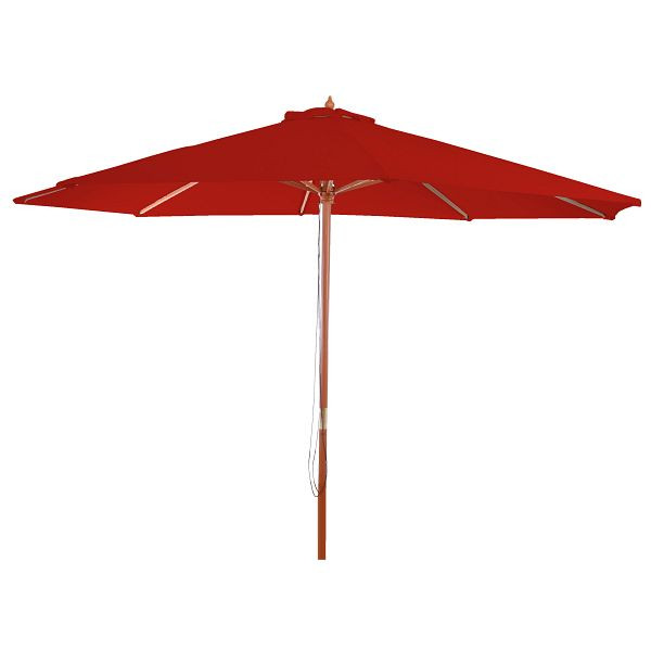 Mendler Florida parasol, tuinparasol market parasol, Ø 3m polyester/hout, rood, 97723