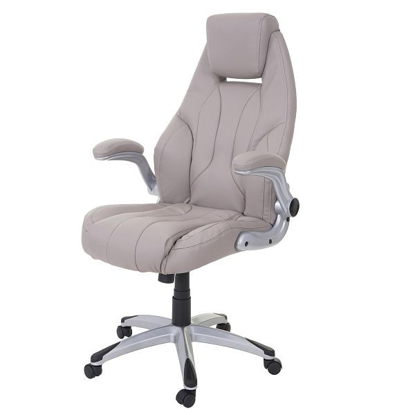 Mendler bureaustoel HWC-A65, bureaustoel, directiestoel, bureaustoel, imitatieleer, taupe-grijs, 59706