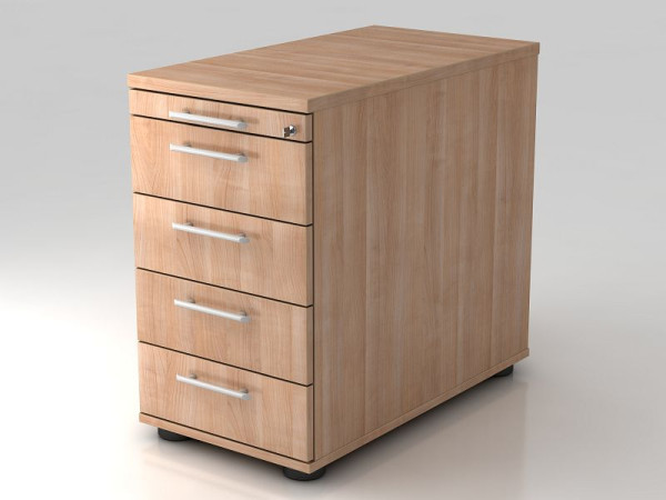 Hammerbacher stabak 80cm, 4 laden, slot relinggreep walnoot, 42,8x72-76x80 cm, 1/3/3/3/3 HE, VSC50/N/N/RE