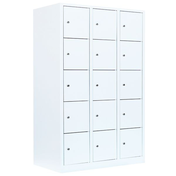 Lüllmann lockerkast, 3 compartimenten, 15 compartimenten, 1800 x 1185 x 500 mm, signaalwit, 523537